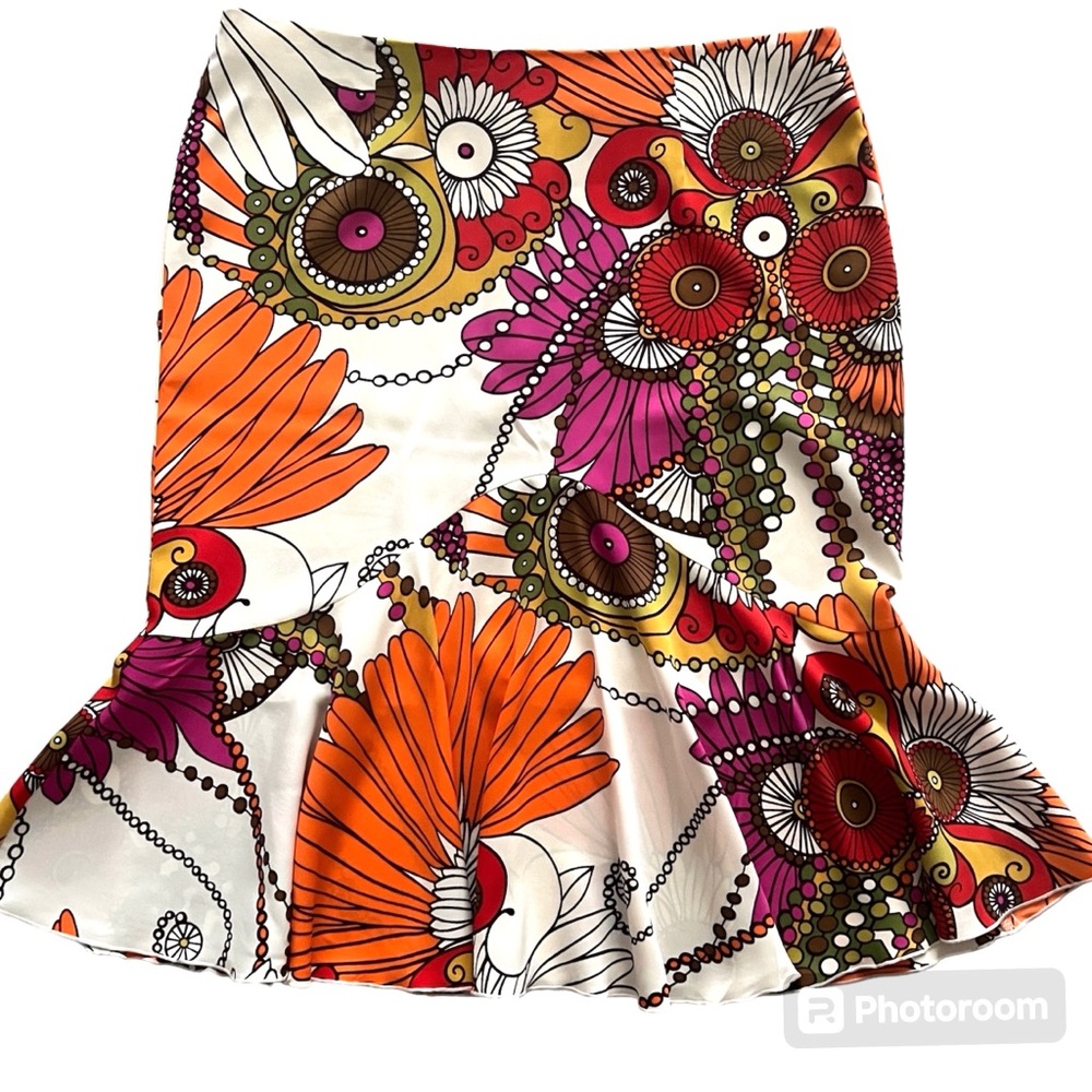 Trina Turk Designer Floral Print Fit and Flare Skirt Size 4 EUC